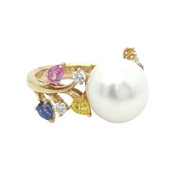 Pearl, Sapphires & Diamonds Ring