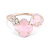 Opale And Pink Quartz + Diamonds Rose Gold Bouquet Ring