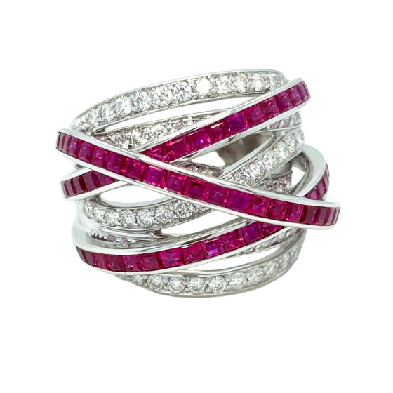 Rubies & Diamonds Multi Rows Ring