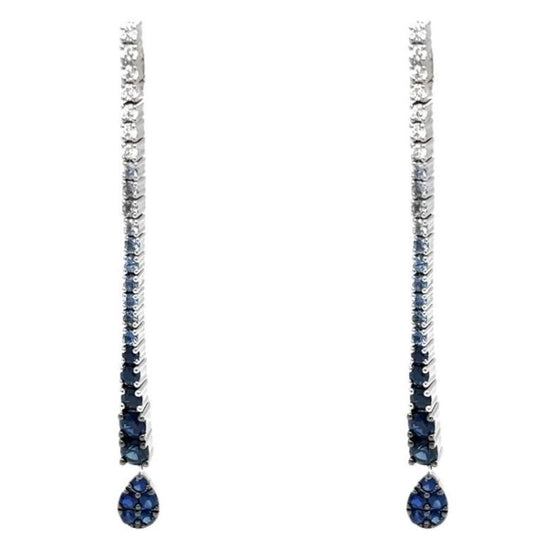 BOUCLES D'OREILLES EN OR BLANC, SAPHIRS ET DIAMANTS