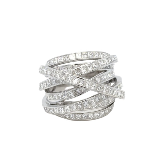 White Gold & Diamonds Multi Rows Ring