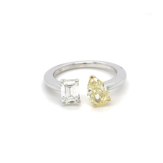 Toi & Moi Yellow & White Diamonds Ring