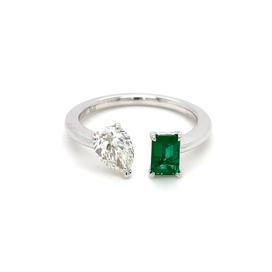 Toi & Moi Emerald & Diamond Ring