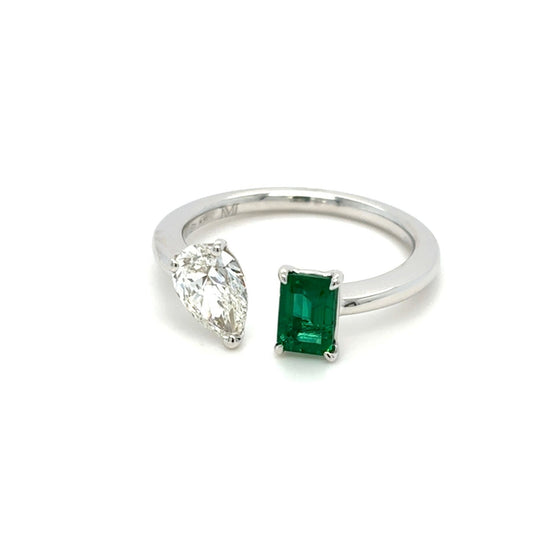 Toi & Moi Emerald & Diamond Ring