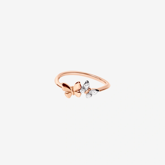 Rose Gold & White Diamond Butterfly Ring