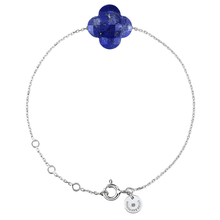  Bracelet Or Blanc Trefle Lapis Lazuli