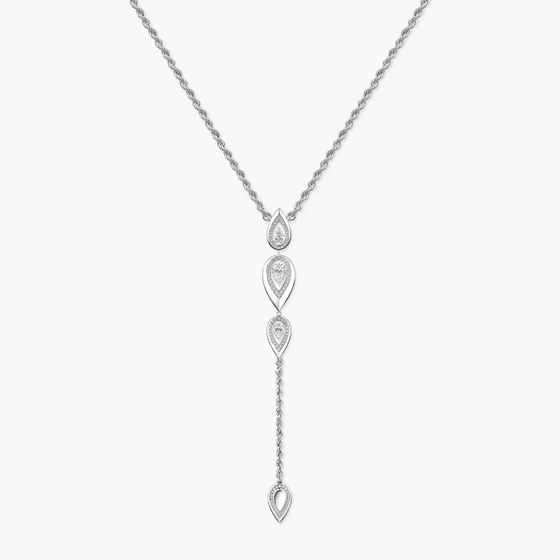 Fiery Cravate Collier Diamant Or Blanc