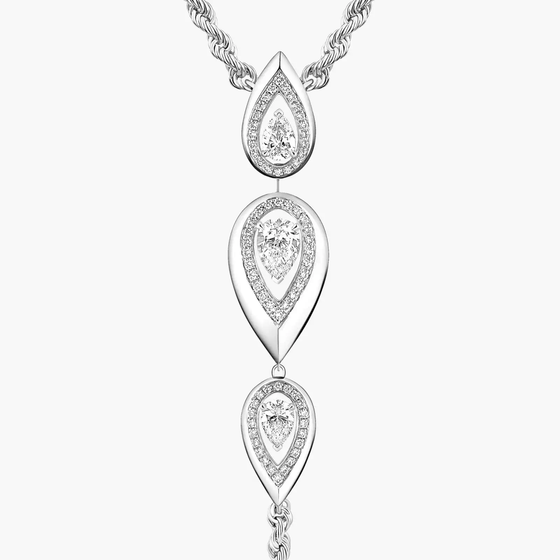 Fiery Cravate Collier Diamant Or Blanc