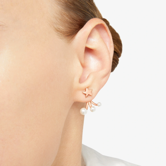 Rose Gold & Crystal Bead Star Earring