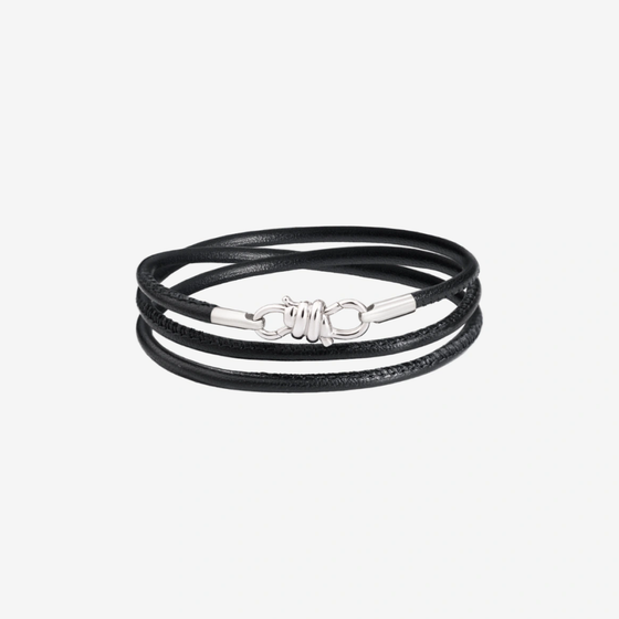 Bracelet Nodo Argent & Cordon En Cuir