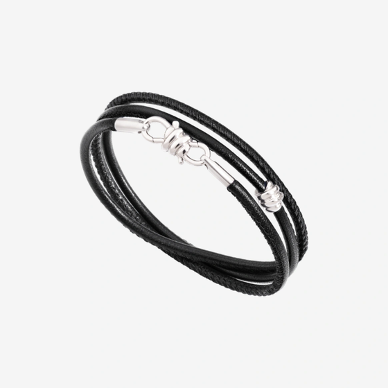 Bracelet Nodo Argent & Cordon En Cuir