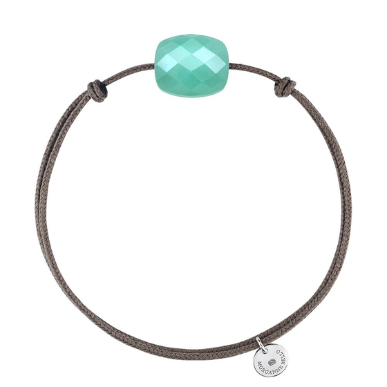 Bracelet Cordon Taupe Coussin Amazonite