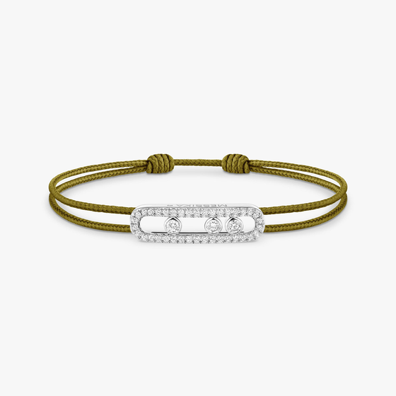 Bracelet Diamant Or Blanc Cordon Messika CARE(S) Kaki Pavé
