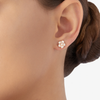 Rose Gold Enamel & Diamond Flower Earring