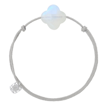  Bracelet Cordon Gris Souris Trefle Pierre De Lune Arc En Ciel