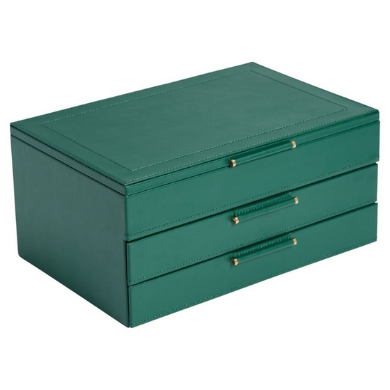 Sophia Jewellery Box with Drawers - Forest Green