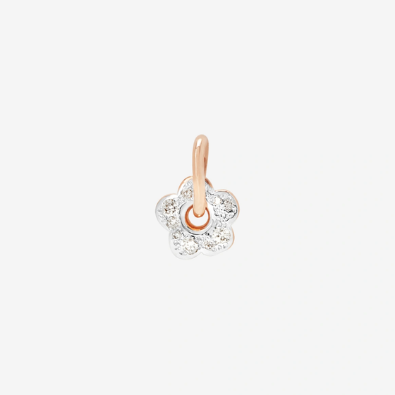 Rose Gold & White Diamond Flower Charm