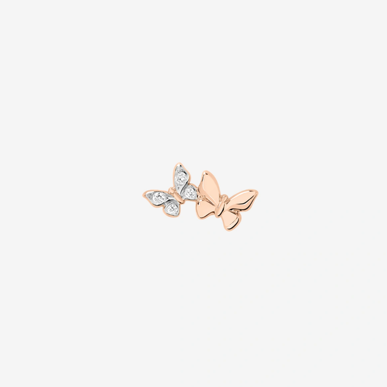 Rose Gold & Diamond Butterfly Stud Earring