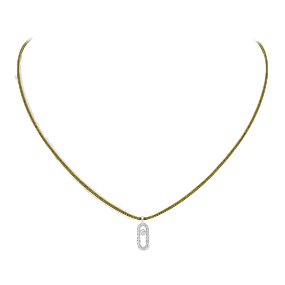 White Gold Diamond Necklace Messika CARE(S) Khaki Cord Pavé Necklace