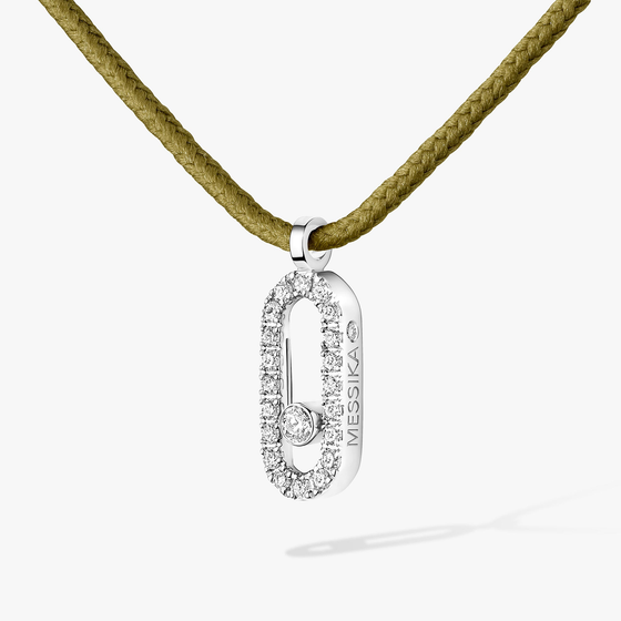 Messika CARE(S) Khaki Cord Pavé Necklace White Gold Diamond Necklace