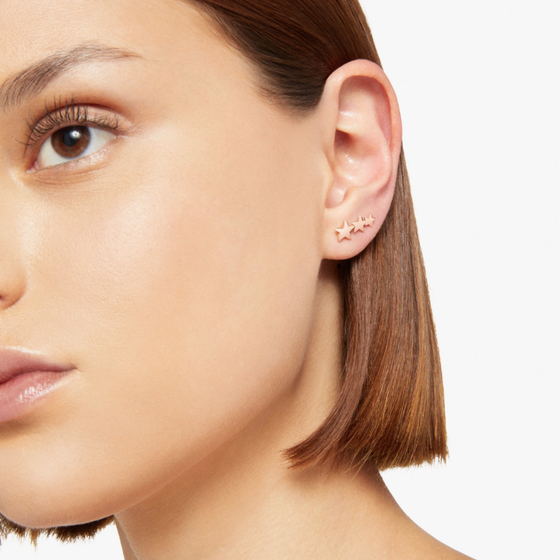 Rose Gold Crawler Star Stud Earring