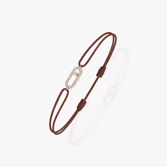 Move Uno Chocolate Cord Bracelet Pink Gold Diamond Bracelet