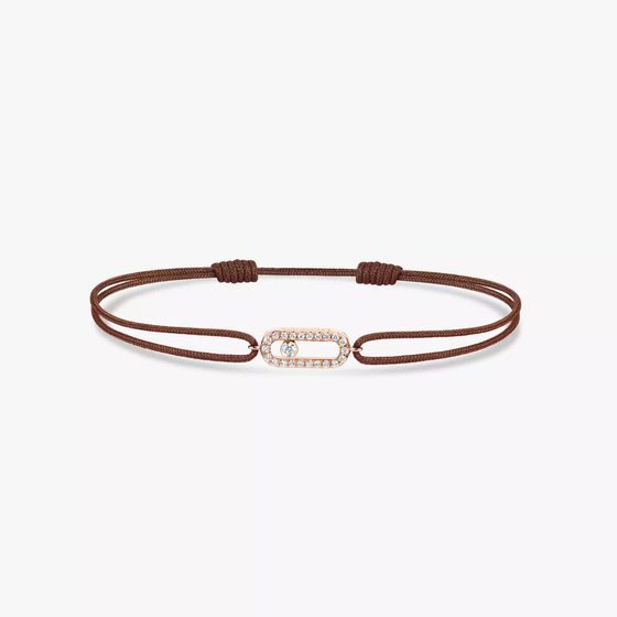 Move Uno Chocolate Cord Bracelet Pink Gold Diamond Bracelet