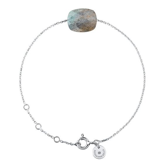 Labradorite Cushion White Gold Bracelet