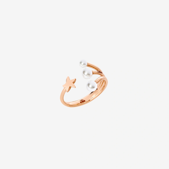 Rose Gold & Crystal Bead Star Ring