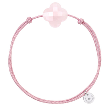  Bracelet Cordon Vieux Rose Trefle Quartz Rose Poudre