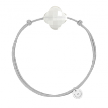  Bracelet Cordon Gris Souris Trefle Pierre De Lune Blanche