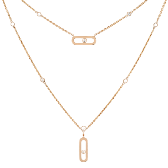 Move Uno 2 Rangs Collier Diamant Or Rose