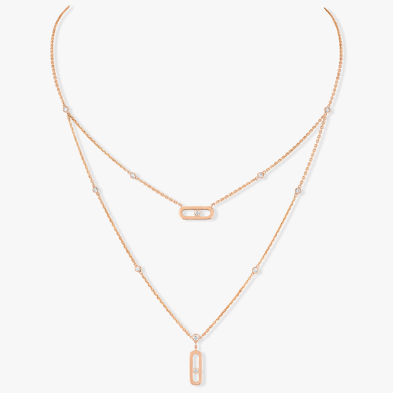 Move Uno 2 Rangs Collier Diamant Or Rose