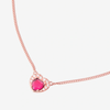 Rose Gold, Synthetic Ruby & Diamond Heart Necklace