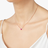 Rose Gold, Synthetic Ruby & Diamond Heart Necklace