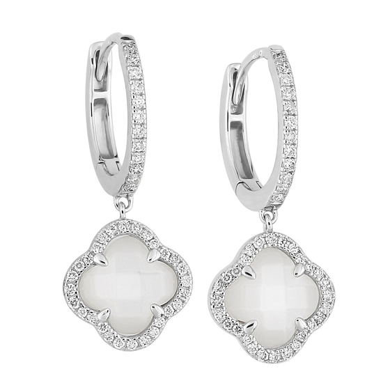 Mother Of Pearl + Diamonds White Gold Victoria Diamonds Earrings