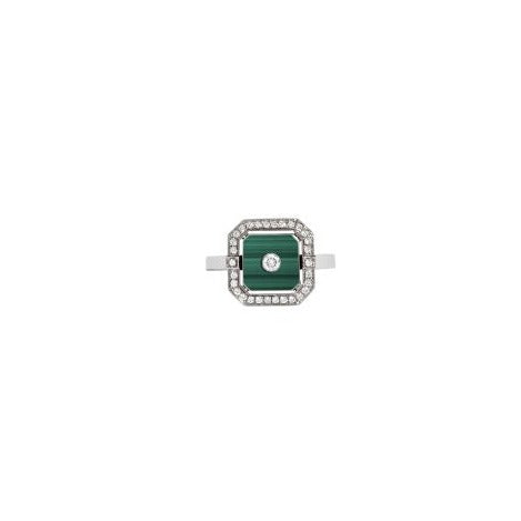 Ring Mini Skyway Diamonds, Silver & Malachite