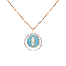  Turquoise Lucky Move SM Necklace Pink Gold Diamond Necklace