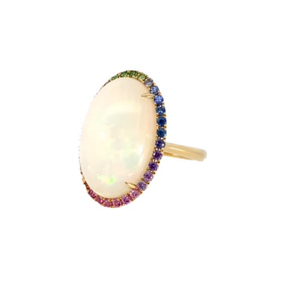 Opal & Rainbow Sapphires Ring