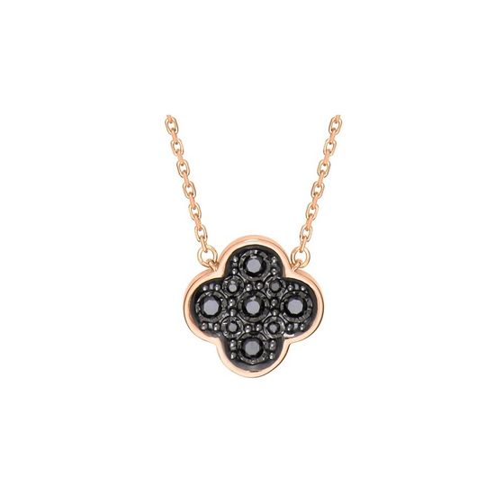 Black Diamonds Clover Rose Gold Necklace