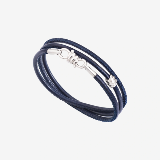 Bracelet Nodo Argent & Cordon En Cuir