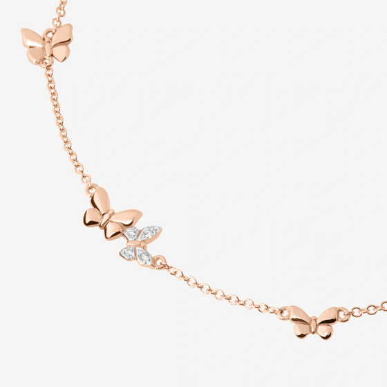 Rose Gold Diamond & Sapphire Butterfly Necklace