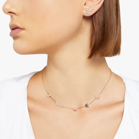 Rose Gold Diamond & Sapphire Butterfly Necklace