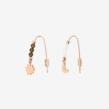  Rose Gold Quartz & Adularia Moon & Sun Earrings