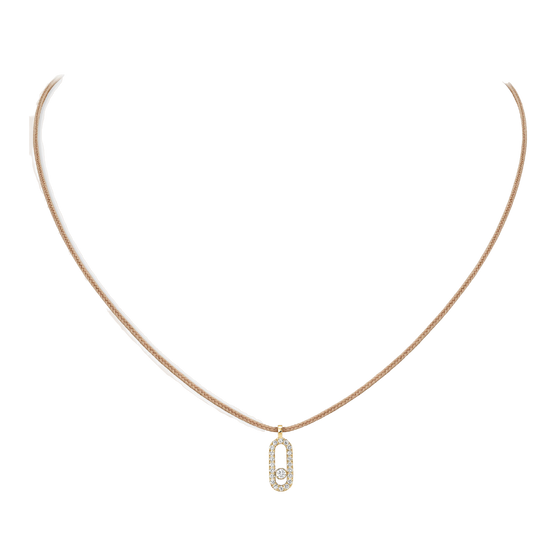 Yellow Gold Diamond Necklace Messika CARE(S) Beige Cord Pavé Necklace