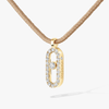 Yellow Gold Diamond Necklace Messika CARE(S) Beige Cord Pavé Necklace