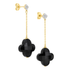 Boucles D'oreilles Pendantes Onyx + Diamants Or Jaune