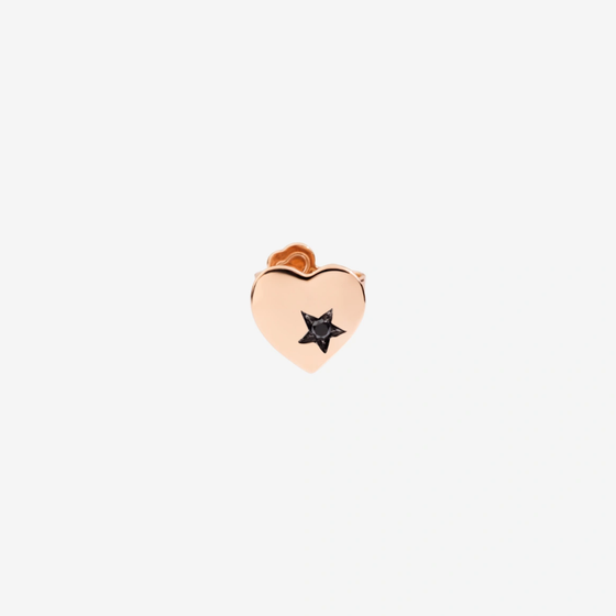 Rose Gold & Diamond Heart Stud Earring