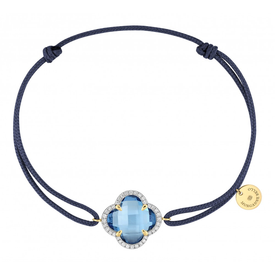 Blue Topaz (swiss Blue) Blue Jean Cord Yellow Gold Victoria Diamonds Bracelet