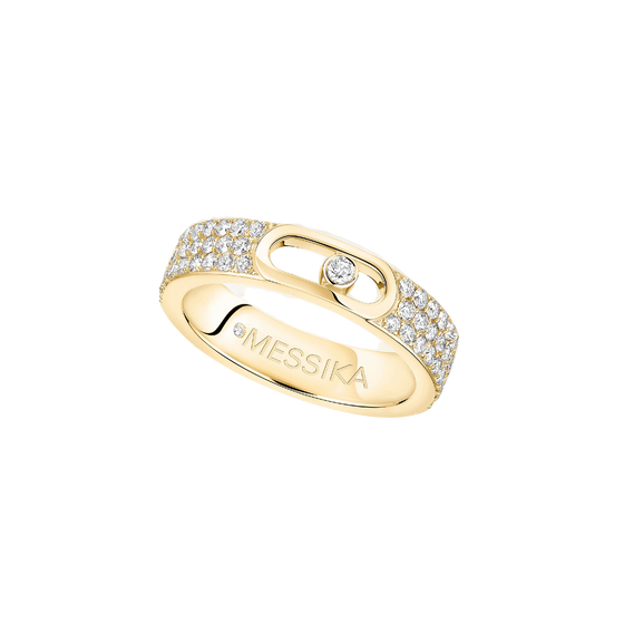 Yellow Gold Diamond Ring Move Joaillerie Pavé Wedding Ring